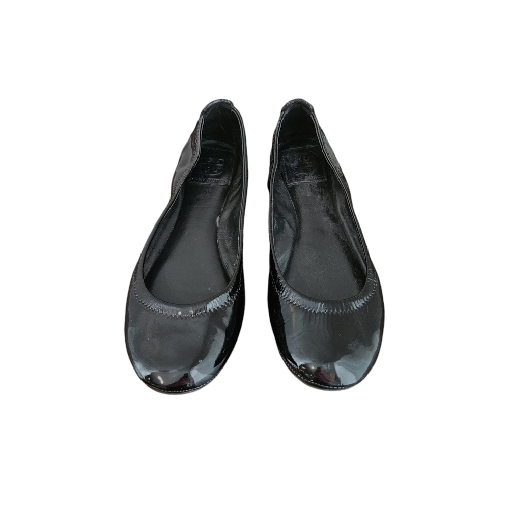 Tory Burch Black Patent Leather Eddie Ballet Flats EUC - Picture 2 of 8